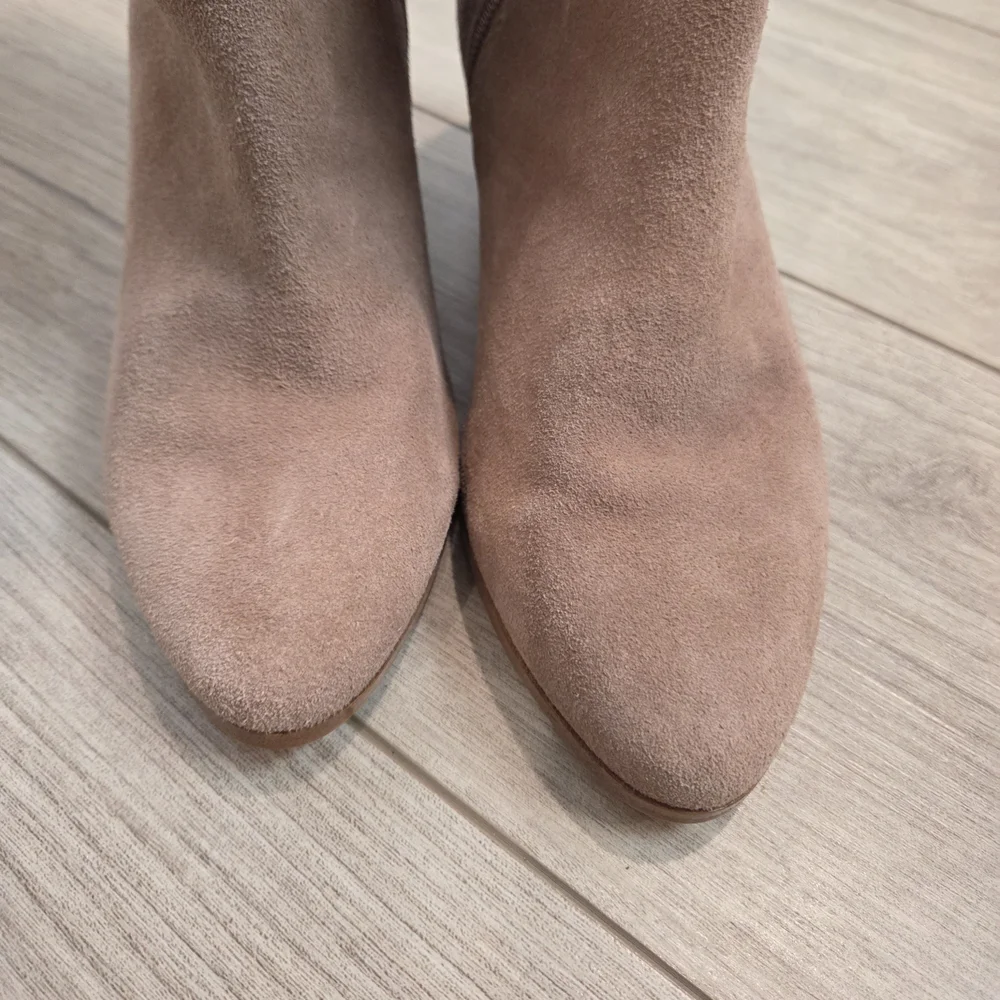 Sole Society Taupe Boots 7 Suede Over the Knee Boho Block Heel Tall Quiet Luxury